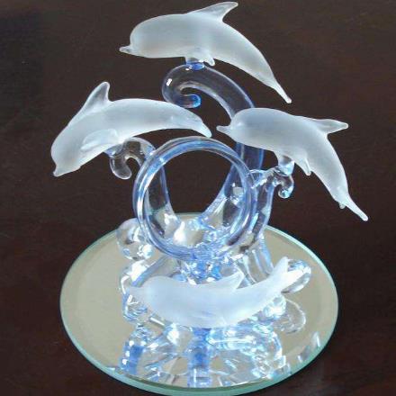 玻璃海豚工艺品