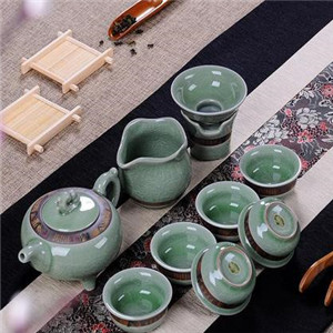 新陶艺茶具绿瓷器