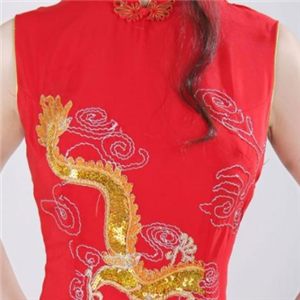 龙凤红色旗袍