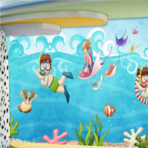 微宝宝婴儿游泳馆壁画