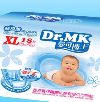 曼可博士婴儿纸巾超级薄婴儿纸尿片XL码
