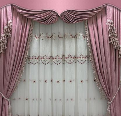 同创窗帘粉色