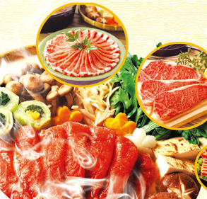 韩式火锅烤肉肉食材展示