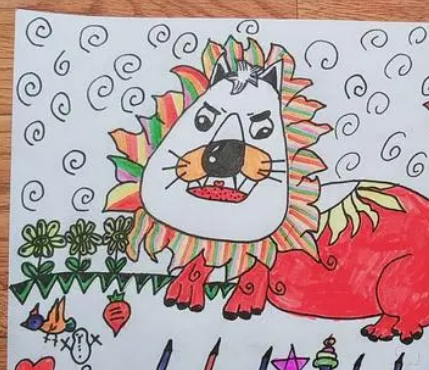 创意儿童画狮子