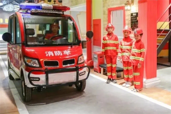  Firefighters in small children's professional experience hall